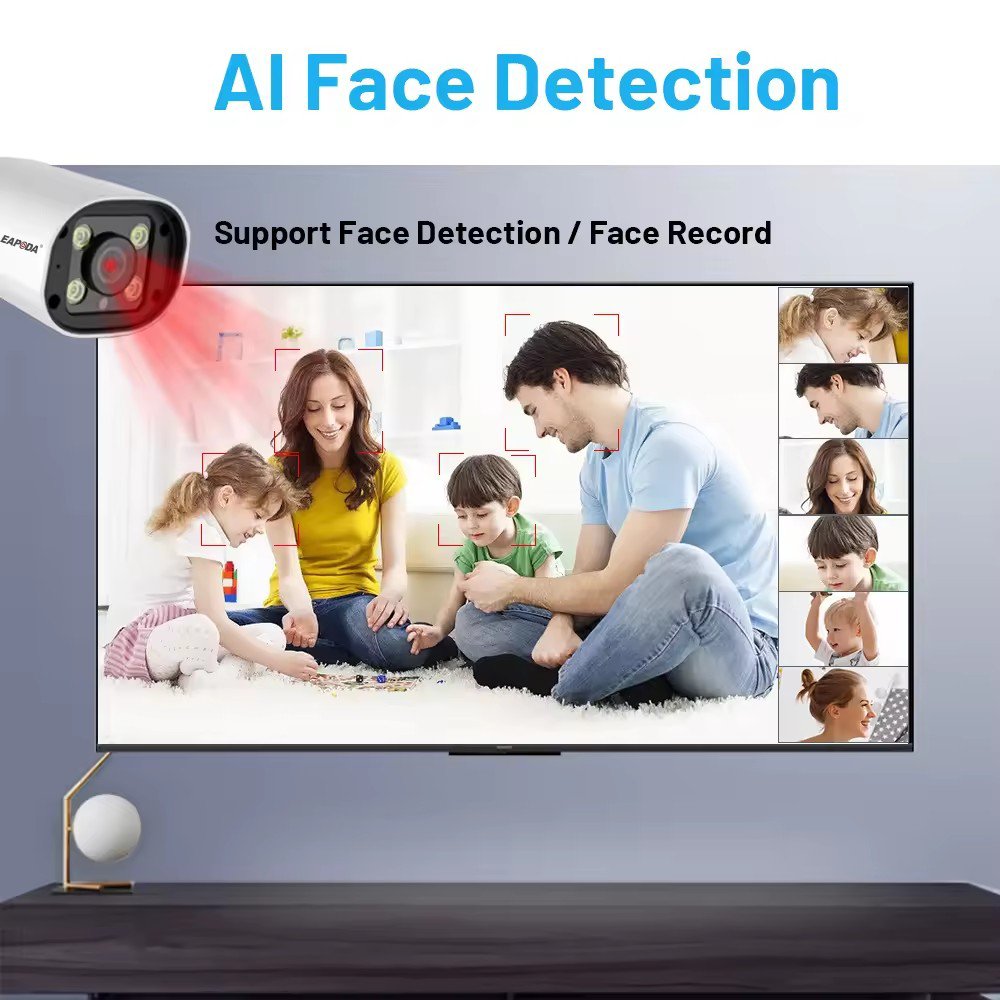 4CH 5MP Security Camera System HD 4K POE NVR Full Color IP Camera Outdoor Audio Video Network Surveillance CCTV Camera Kit