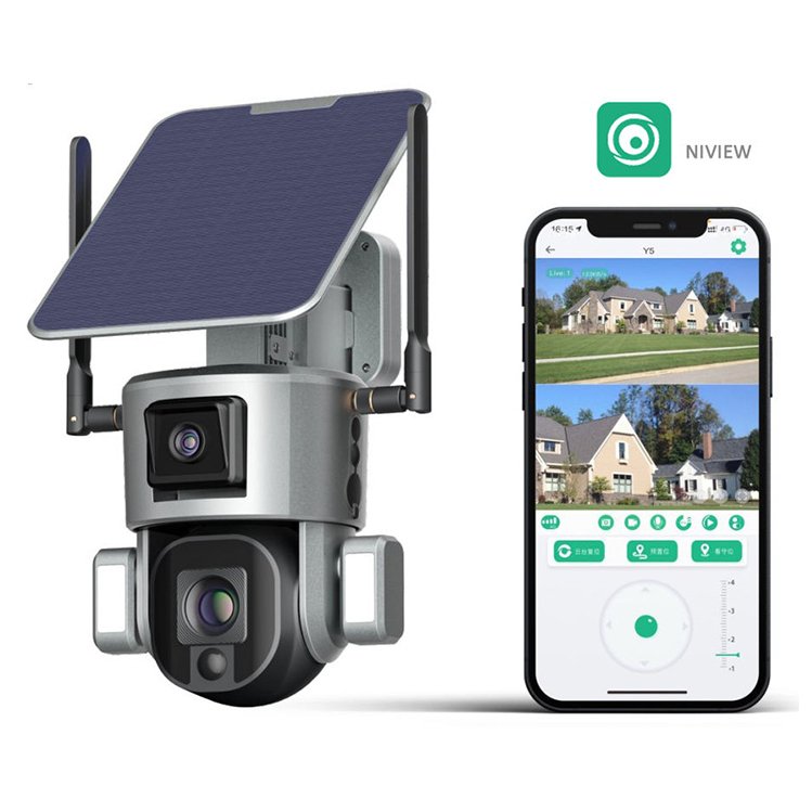 Outdoor Wireless 4k Solar Dual Camera 10x Optical Zoom Wifi Solar Powered Ptz Ip Security Surveillance Camera With Sim Card