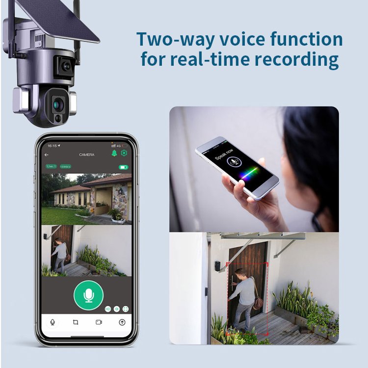 Outdoor Wireless 4k Solar Dual Camera 10x Optical Zoom Wifi Solar Powered Ptz Ip Security Surveillance Camera With Sim Card