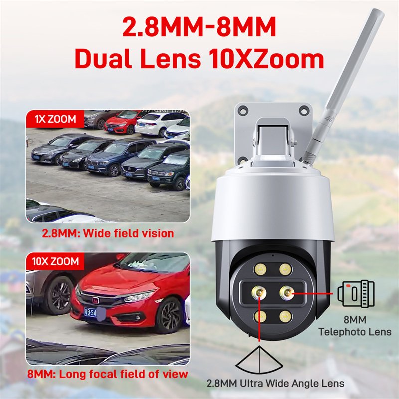 8K 16MP Outdoor 2 Lens 10x Zoom Surveillance Cctv Wifi Security Camera System Ip Network Camera Ptz Dual Lens Camera