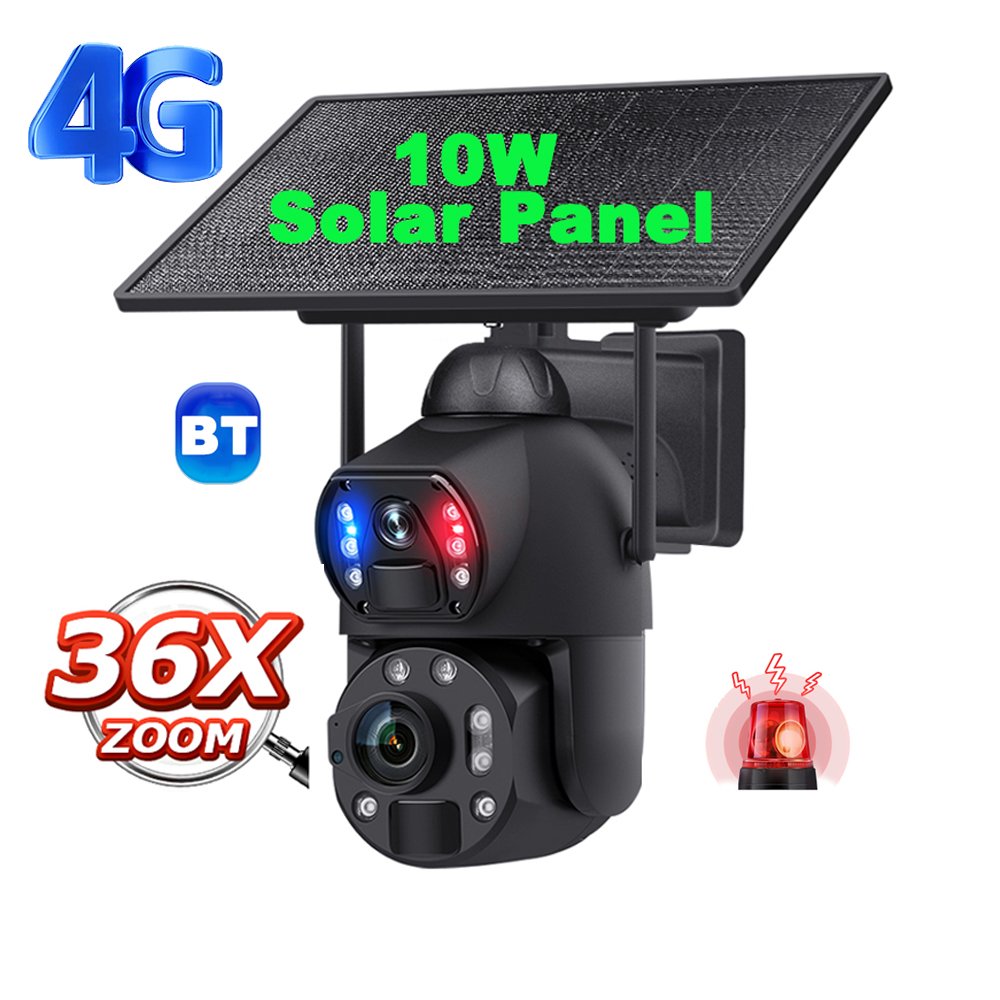 UBOX 4K 36X Zoom 4G Camera IP66 Metal 10W Solar Panel 20000mAh Battery Dual Lens Laser Infrared Lamp 4G Solar Waterproof Camera