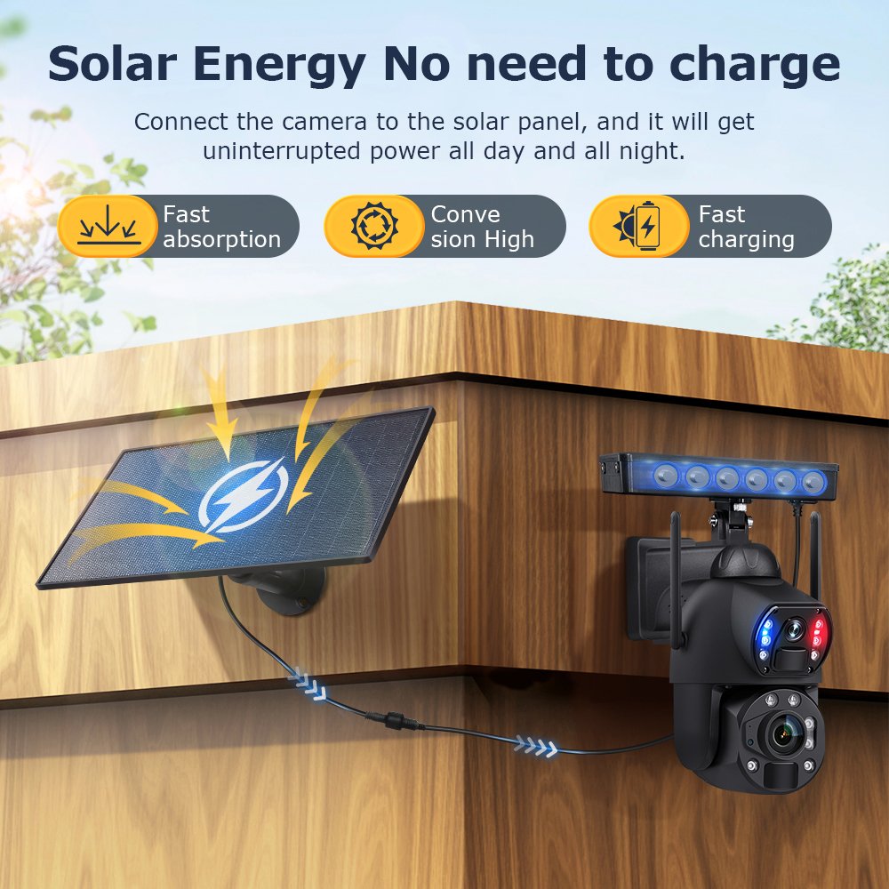 UBOX 4K 36X Zoom 4G Camera IP66 Metal 10W Solar Panel 20000mAh Battery Dual Lens Laser Infrared Lamp 4G Solar Waterproof Camera