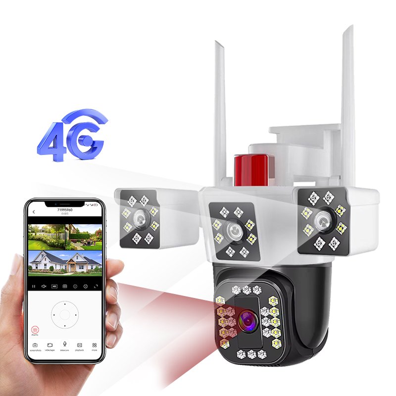 Leksell 6MP HD Triple Lenses IP66 Outdoor Wireless WIFI Camera 3 Screens Monitor p2p Smart Home Security Camera PTZ IP Camera