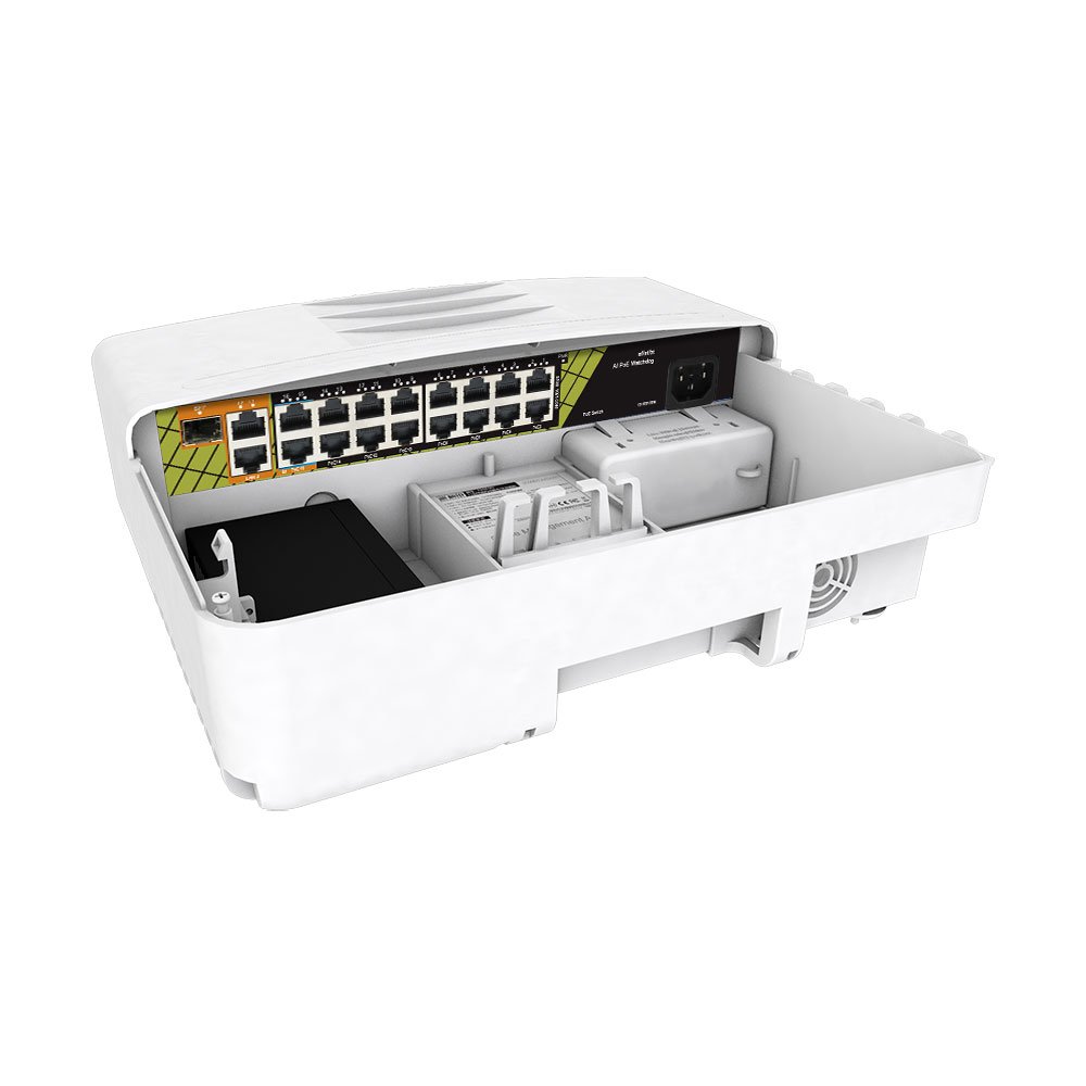 GENATA Waterproof 16+2+1 Port PoE Switch for NVR & Surveillance Systems with AI Watchdog Protection