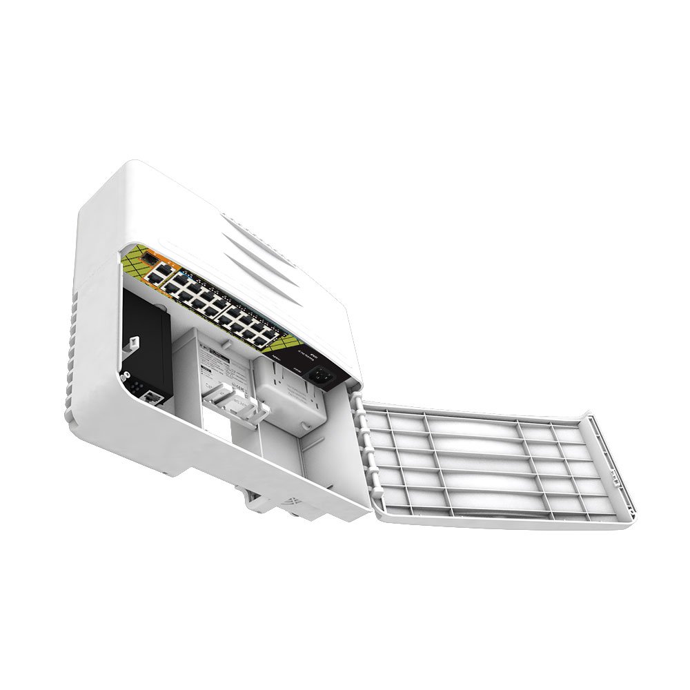 GENATA Waterproof 16+2+1 Port PoE Switch for NVR & Surveillance Systems with AI Watchdog Protection