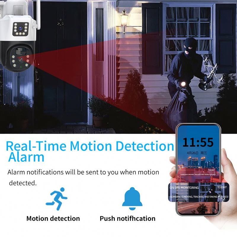 Waterproof Outdoor 4K HD Dual Lens Human Detection Battery Powered solar power system for surveillance camera