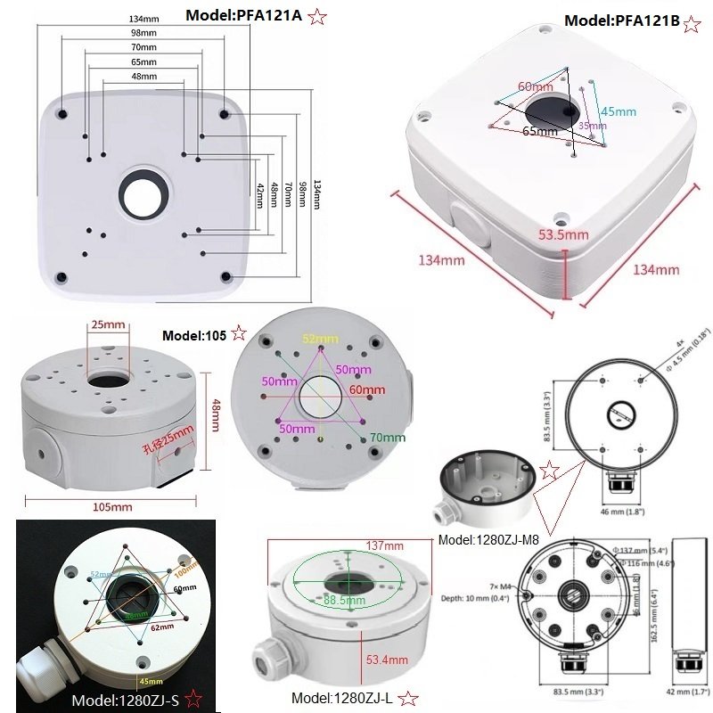 China factory aluminum alloy bracket for cctv camera and cctv bracket with junction box and telescopic brackets for cctv