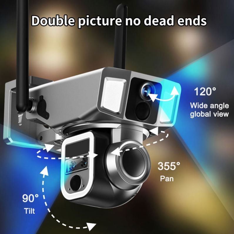 Smart Solar Camera with 12000mAh Battery and 355 Degree Rotation for Construction Sites