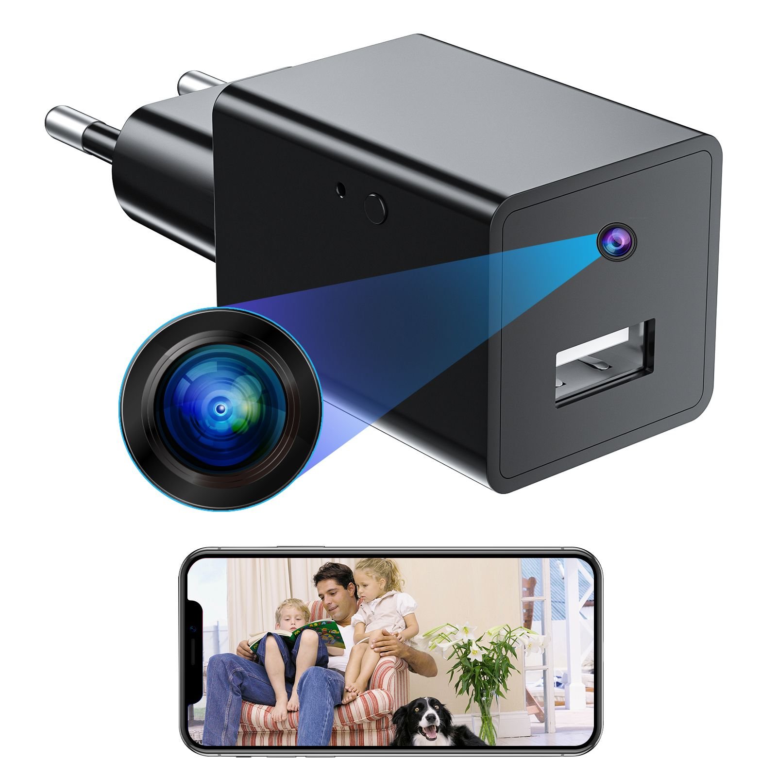 1080P USB Charger Small Smart Home Baby Monitor Surveillance Camera HD Security Video Nanny Camera