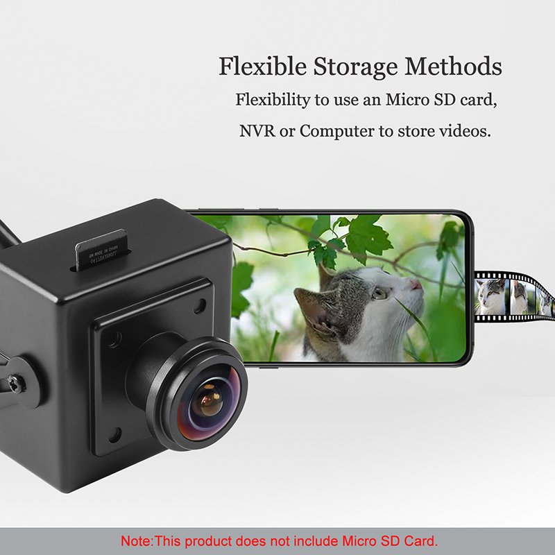 REVODATA 5MP Mini PoE IP Camera, SD TF card Indoor 1.7mm fisheye Security Camera Network CCTV Surveillance (I706-3-P-TS-SD)