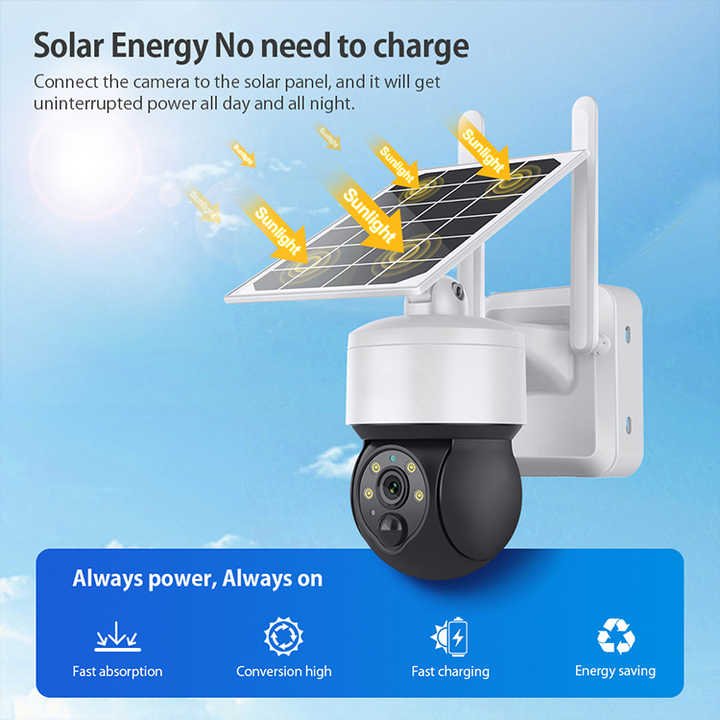 New HD CCTV surveillance secure wireless network outdoor camera IP65 waterproof 4g solar Ptz camera