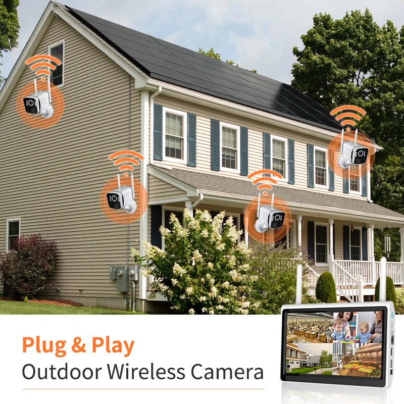 4k 4 channel 8k monitoring 8mp poe ip surveillance solar ai nvr home wireless security cctv camera system for farm business