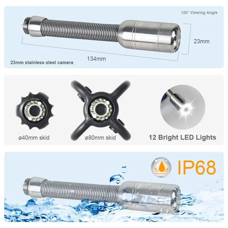 Audio Surveillance Equipment Camera for Toilet Bowl Pipe with Stainless Steel Dome Camera