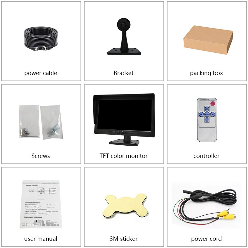 ZYX RTS video monitor for car 4 Channel Backup Camera Surveillance System 10.i inch monitor 4CH DVR monitor