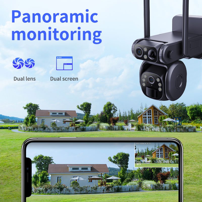 WERYSAFE Solar Power Surveillance 360 Degree PTZ Cctv Camera 6MP Dual Lens 4g Sim Card Wireless Security Camera
