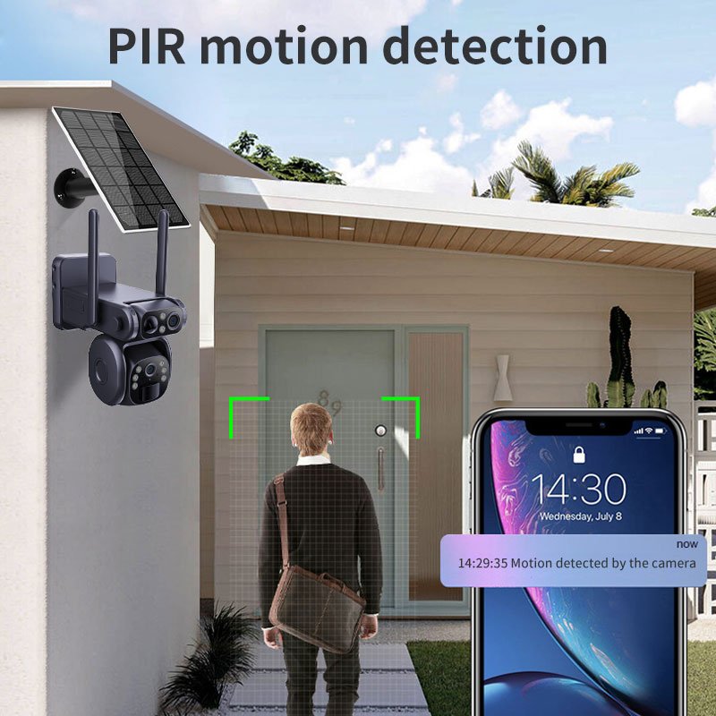 WERYSAFE Solar Power Surveillance 360 Degree PTZ Cctv Camera 6MP Dual Lens 4g Sim Card Wireless Security Camera
