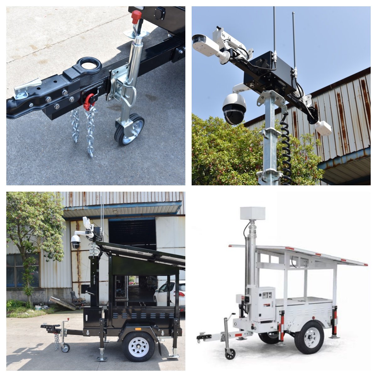 4G 5G Starlink Mobile CCTV Trailer Hybrid Solar Tower With Charger And Inverter