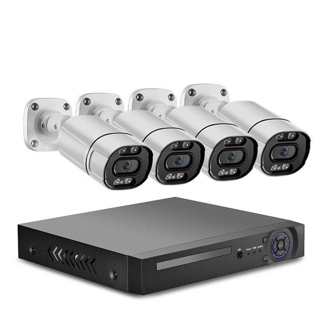 4K poe nvr kit 8 channel cctv security system with 8 pieces 8MP security starlight ip cameras built-in microphone