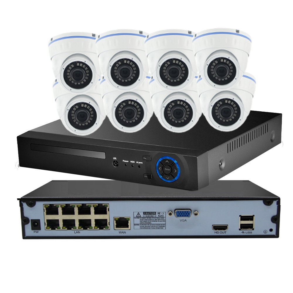 4K poe nvr kit 8 channel cctv security system with 8 pieces 8MP security starlight ip cameras built-in microphone
