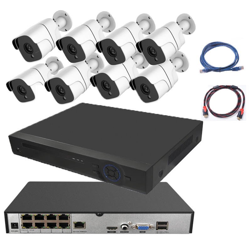 4K poe nvr kit 8 channel cctv security system with 8 pieces 8MP security starlight ip cameras built-in microphone