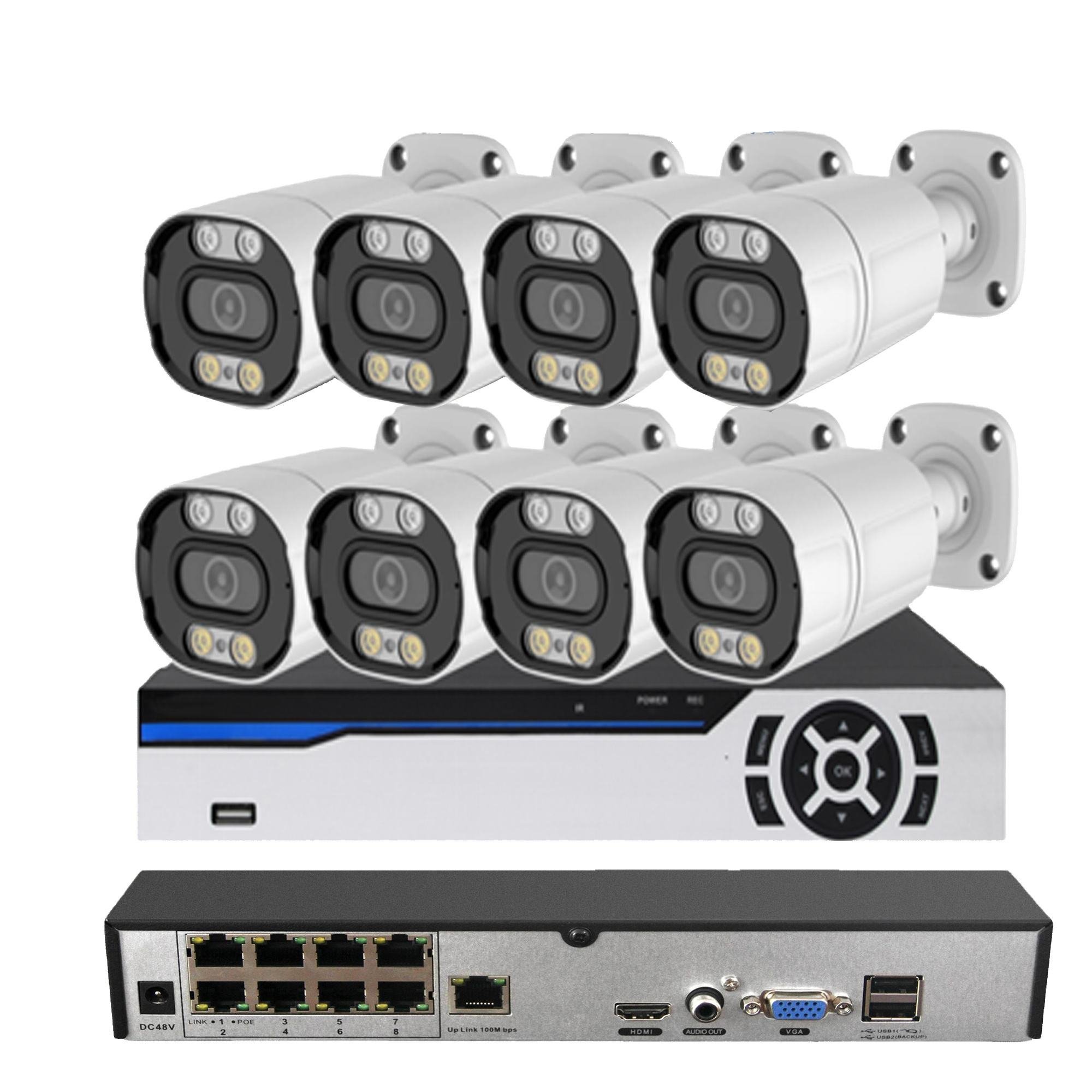 4K poe nvr kit 8 channel cctv security system with 8 pieces 8MP security starlight ip cameras built-in microphone