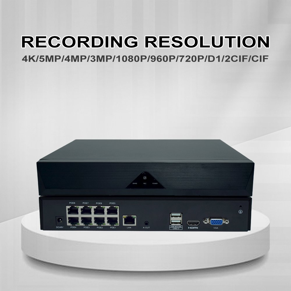 For Surveillance Camera H.265+ Security 8 Channel NVR Recorder with AI Human/Vehicle Detection CCTV Camera System 4K POE 8CH NVR
