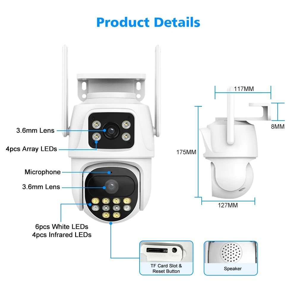 6mp WIFI NVR KITCctv Outdoor Latest Waterproof Security Wifi Camera Kit Surveillance System Dual Lens Wireless Camera Kit