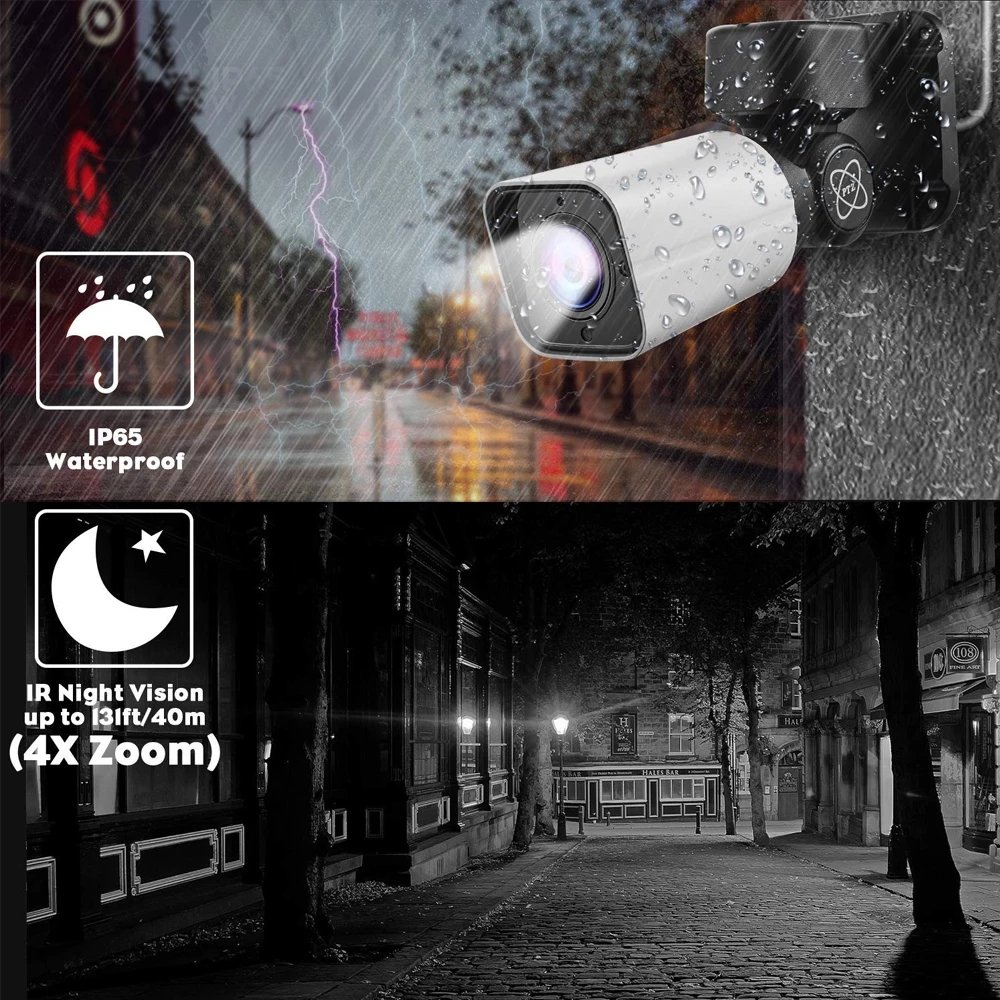 5MP Bullet Surveillance 48V POE IP PTZ Camera 1080P 2MP H.265 4X Zoom Day Night Vision CCTV Security IP Camera for NVR System