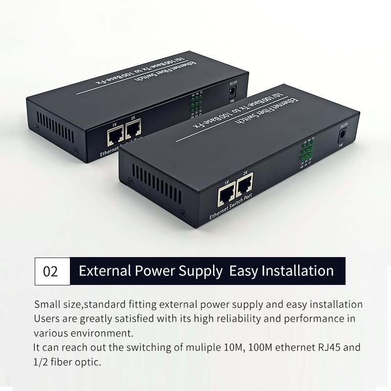 10/100M Fiber Converter 6 SC Fiber Port 2 LAN RJ45 UTP Port Duplex Fast Ethernet Fiber Optical Media Converter Switch 6F2E