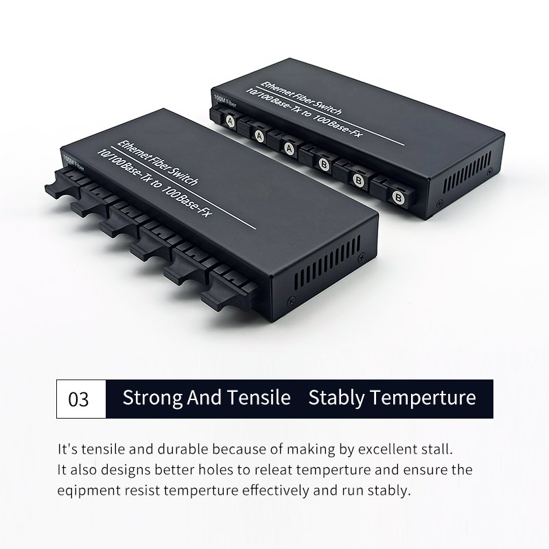 10/100M Fiber Converter 6 SC Fiber Port 2 LAN RJ45 UTP Port Duplex Fast Ethernet Fiber Optical Media Converter Switch 6F2E