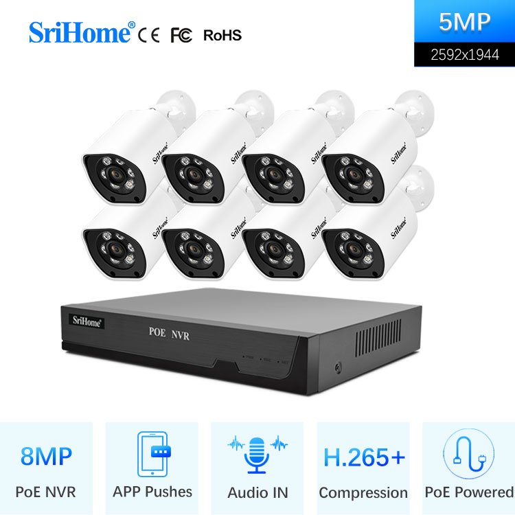 2024 NVS005 +8*SH034B 5MP Kits Hot Sale 8CH IP Security Camera System Two Way Talk CCTV Security Video Surveillance System