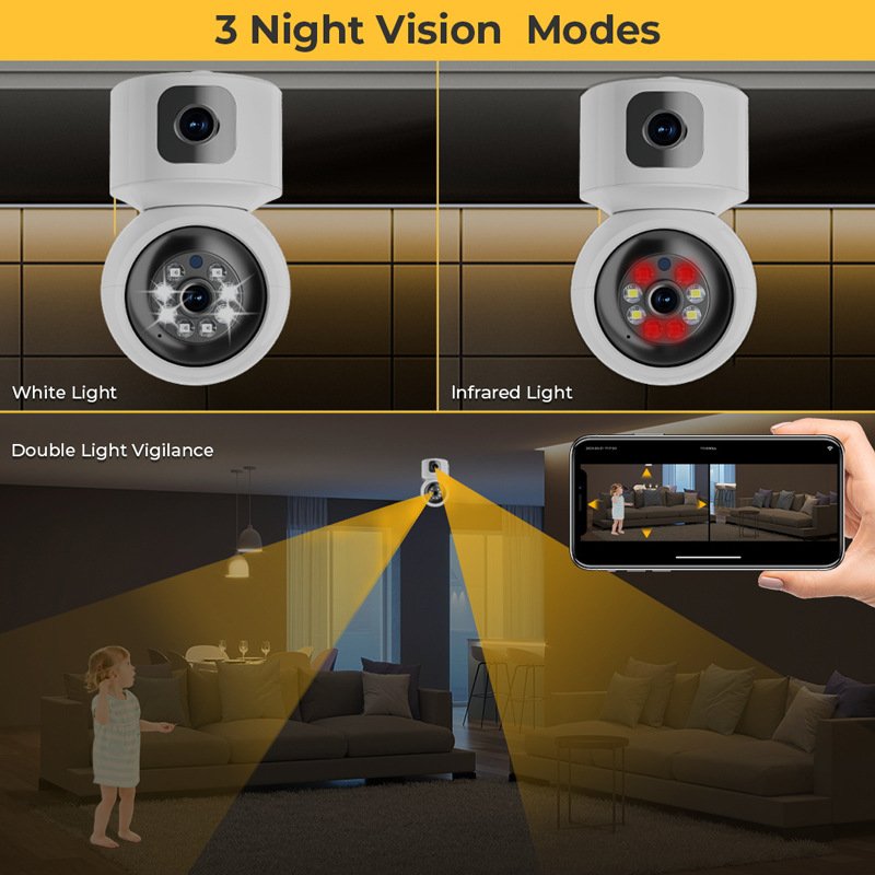 Mini Camera Hd 1080P Surveillance Security Ip Camera V380 Dual Lens Bulb Face Detection Wi-Fi Ip Camera
