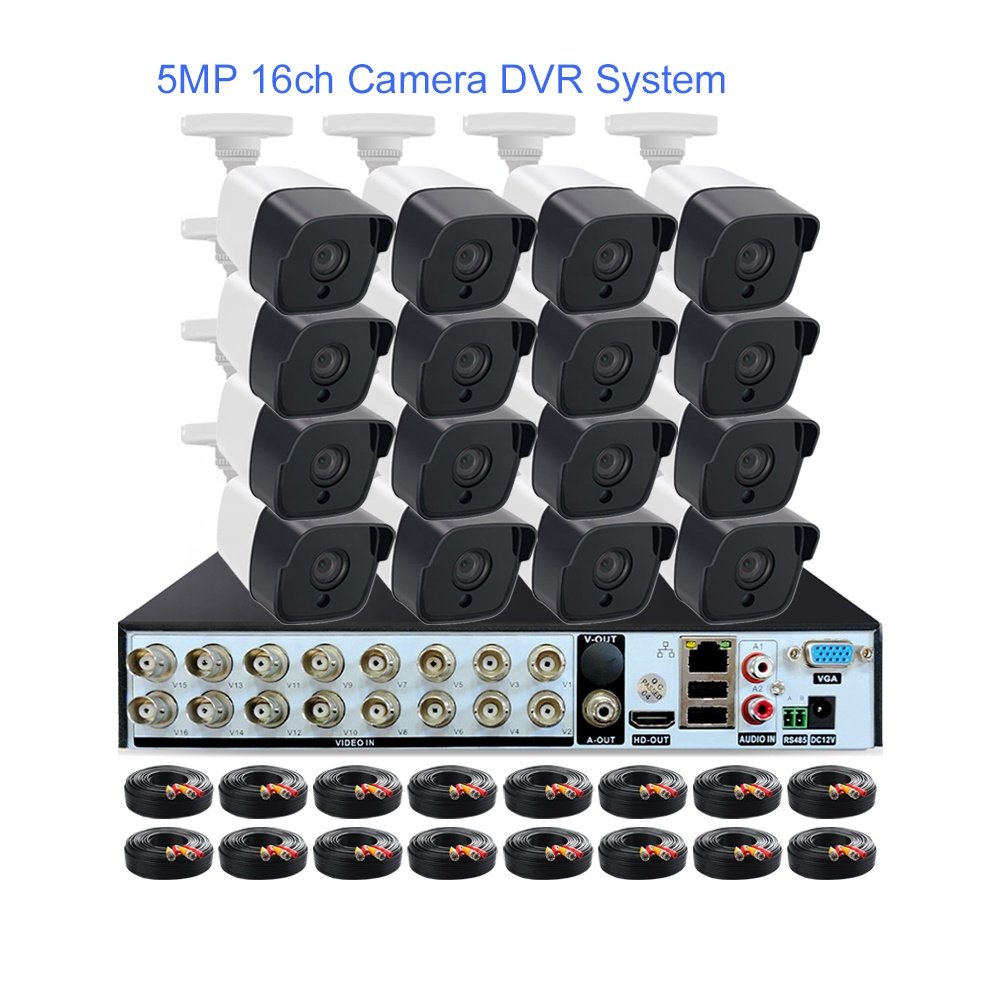 face detection 2MP 1080P 5MP 16ch 16 channel home surveillance security camera system AHD DVR recorder CCTV camera analog 12 kit