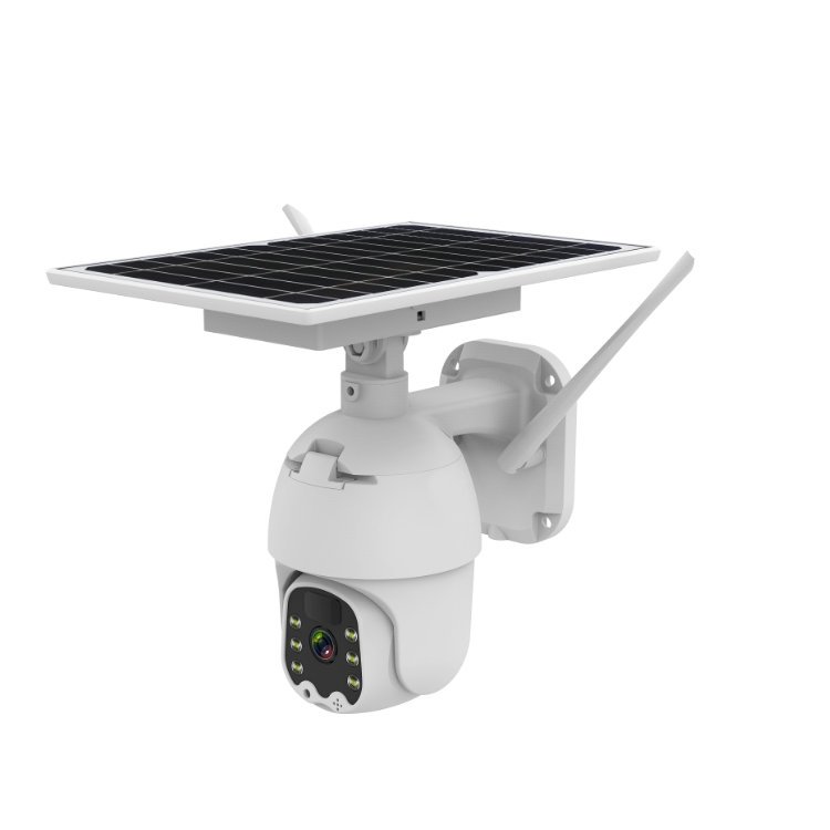 Solar Panel Wireless WiFi Connection Digital Zoom Human Detect PTZ IP Camera with Color Night Vision