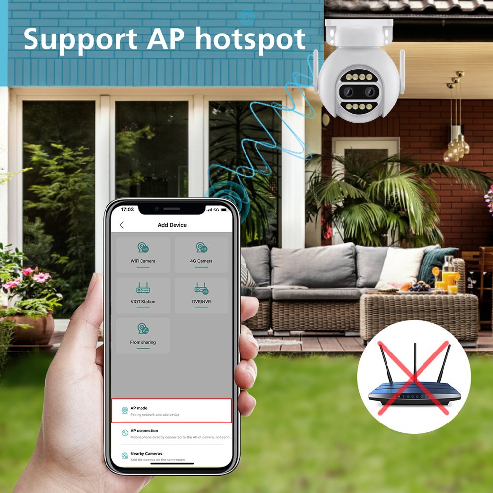 4MP Smart Home Network Camera Security Hd Wi-fi Cctv Ptz Night Vision DUAL LENS Smart 4mp Ip Full HD ICSEE ptz camera security
