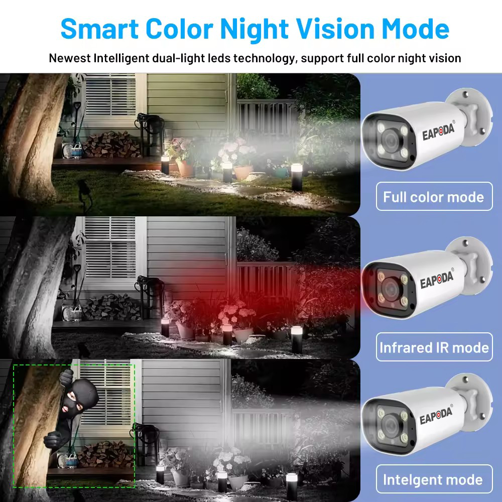 4MP XMEYE 4CH POE NVR KIT Outdoor POE IP Camera Plug and Play Long Range 98ft infrared Night Vision Home cameras set