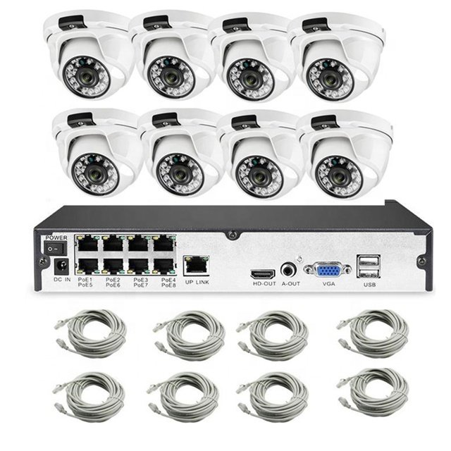 5MP 8CH POE Video Surveillance System Bullet Wired Outdoor PoE IP Cameras Supported 8 Channel NVR