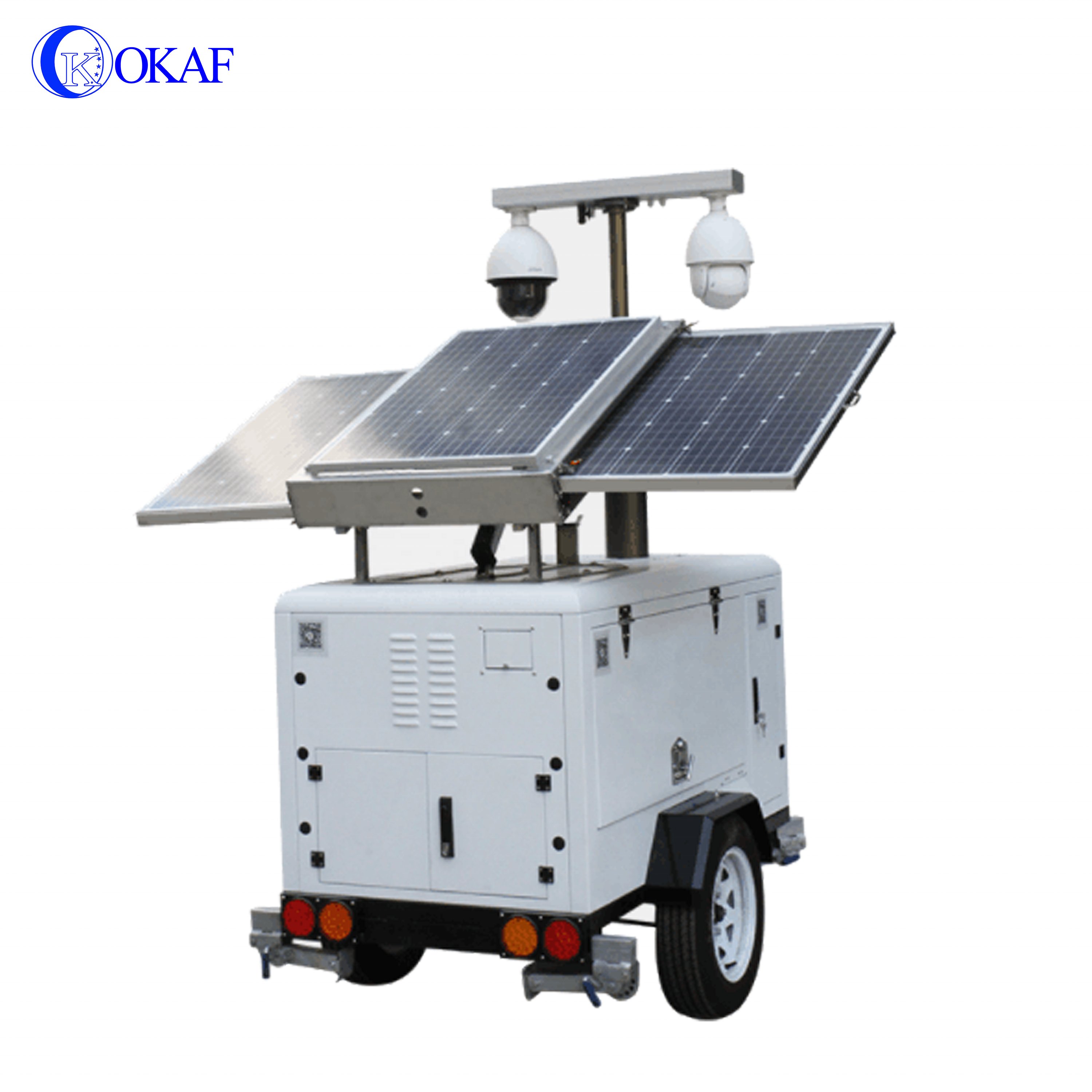 Outdoor Solar Powered Mobile Sentry Security Trailer Portable Monitoring System CCTV Trailer with P2P IP PTZ Camera