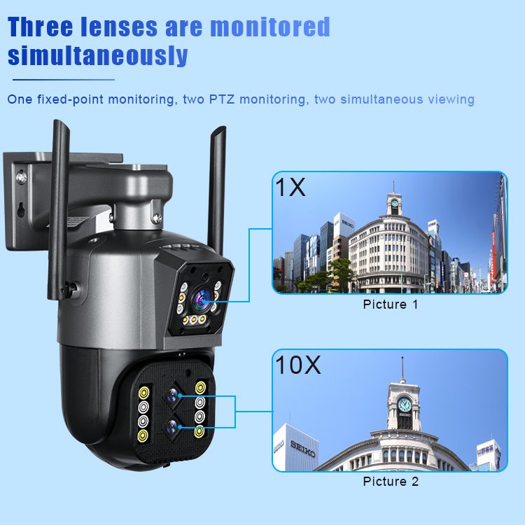 10X 4K Wifi IP Network Camera Dual Lens System Ptz Motion Tracking Security 10X Optical Zoom Surveillance CCTV Home Camera