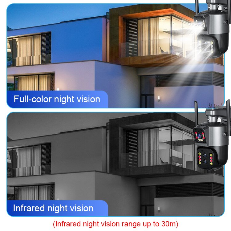 10X 4K Wifi IP Network Camera Dual Lens System Ptz Motion Tracking Security 10X Optical Zoom Surveillance CCTV Home Camera