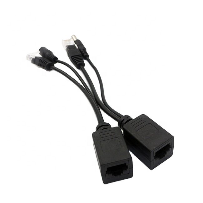 Straight Through 5V 12V 24V 48V RJ45 Port DC 2.1*5.5MM PoE Splitter Network Carmes