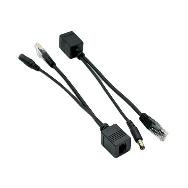 Straight Through 5V 12V 24V 48V RJ45 Port DC 2.1*5.5MM PoE Splitter Network Carmes