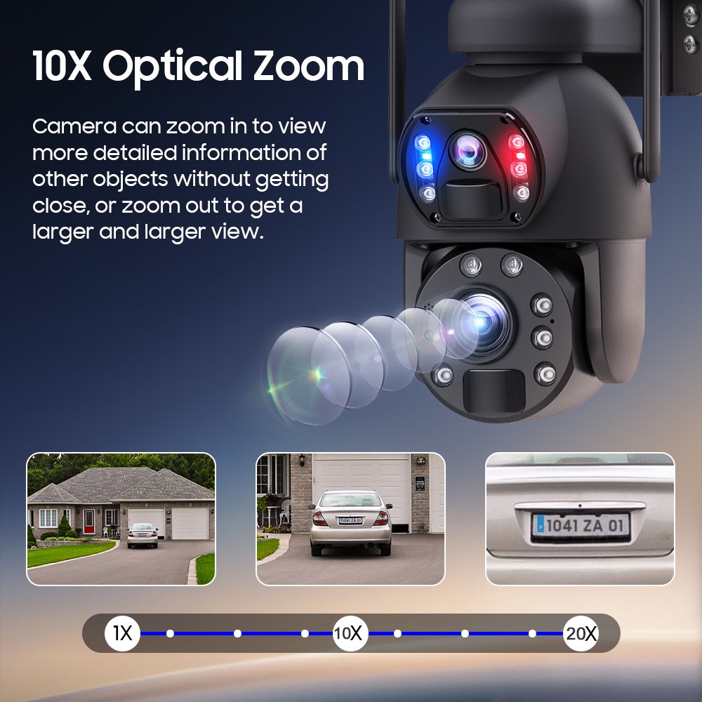 Wistino 6MP 20X Zoom ultra high definition outdoor waterproof auto tracking solar 4g wireless sim cctv camera