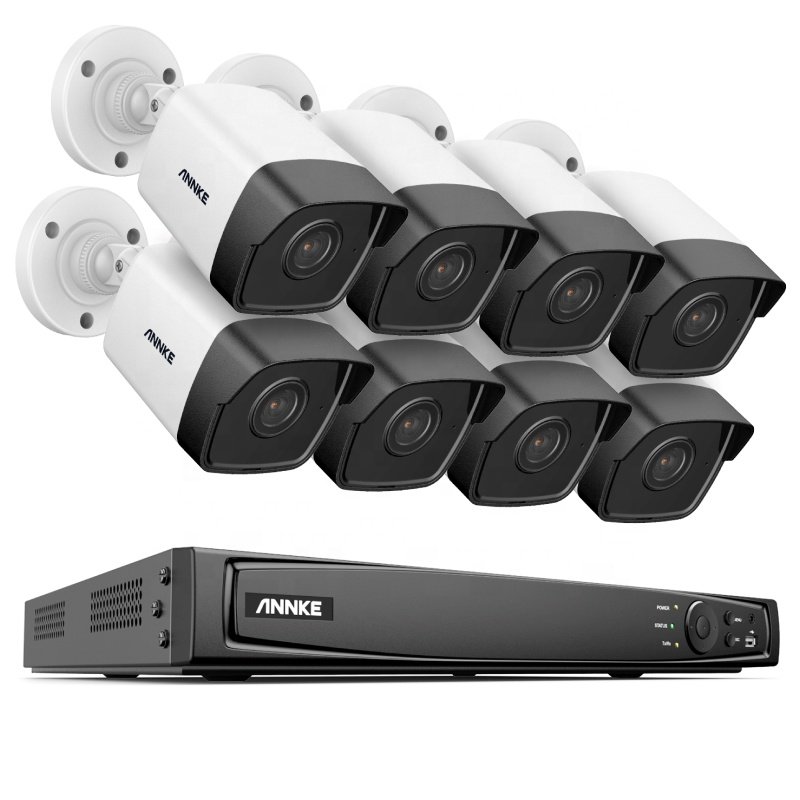 ANNKE 16CH 5MP H.265+ PoE NVR Security Camera System 8pcs Built in Mic Outdoor Surveillance CCTV Cameras