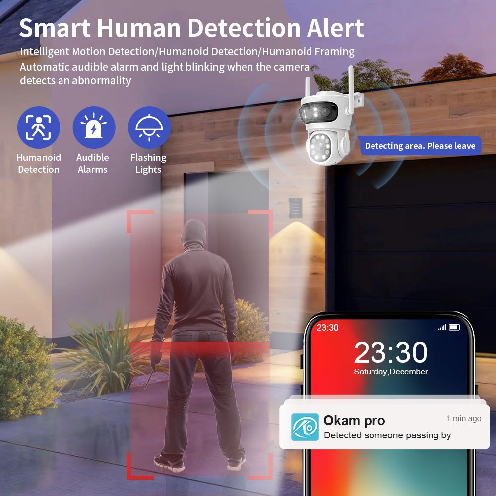 6K Wifi Camera 3MP 3 Lens 3 Screen Ai Human Auto Tracking Wireless Network CCTV Outdoor Wifi Ptz Security surveillance Cameras