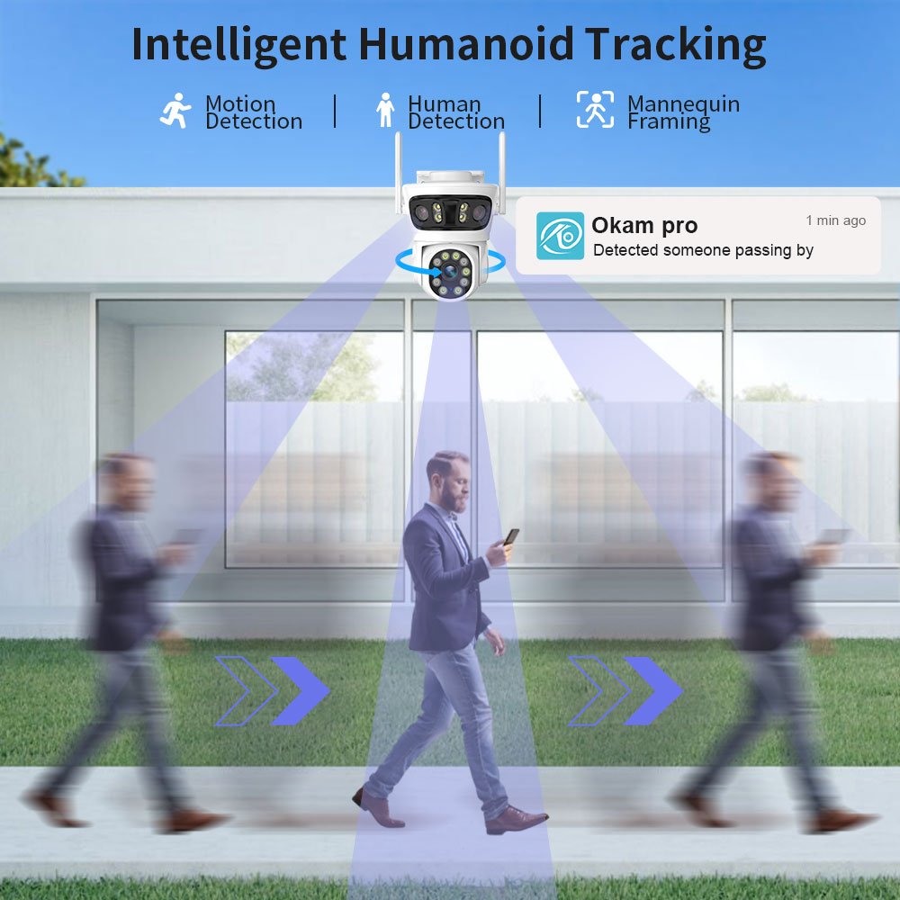 6K Wifi Camera 3MP 3 Lens 3 Screen Ai Human Auto Tracking Wireless Network CCTV Outdoor Wifi Ptz Security surveillance Cameras