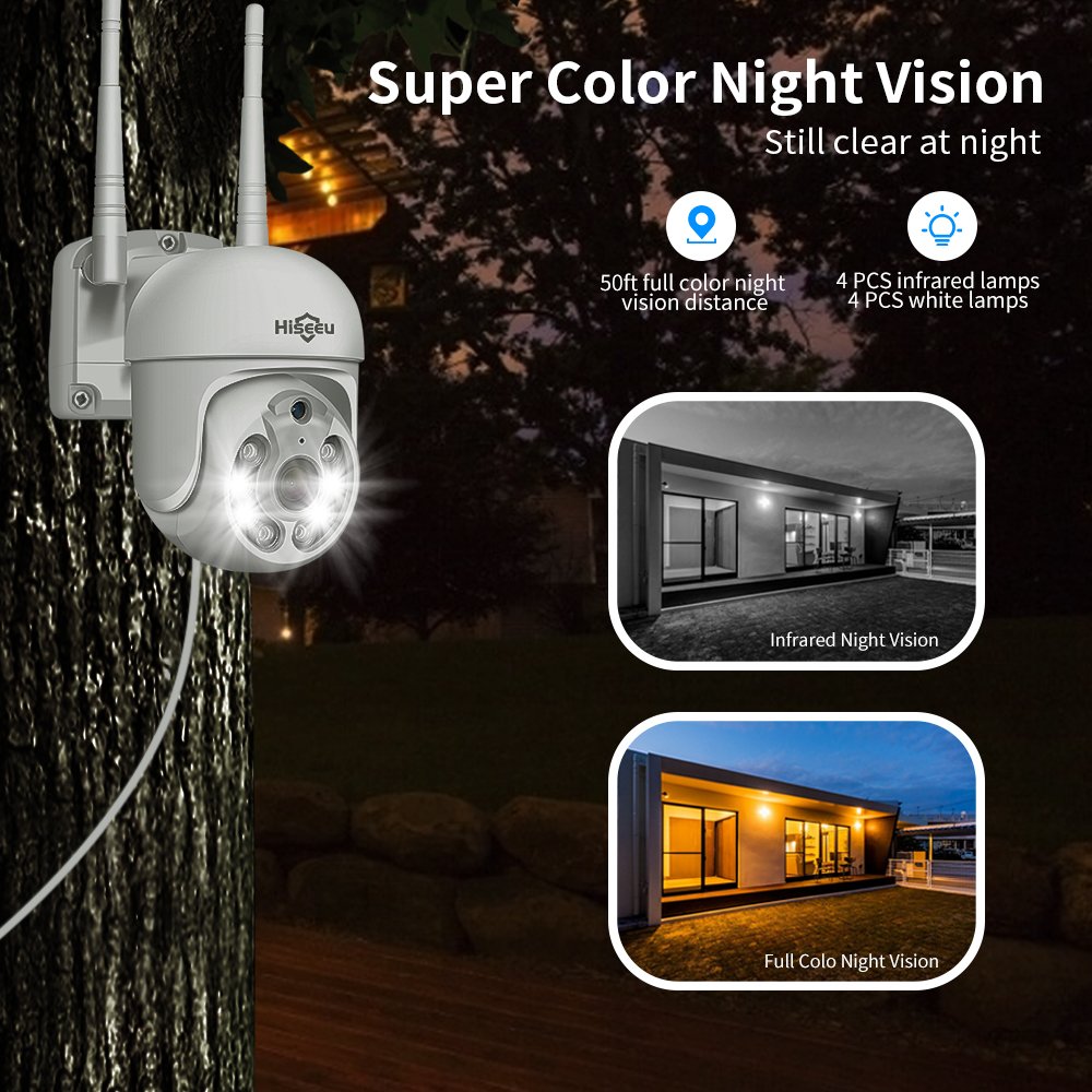Hiseeu Wireless 5MP PTZ Digital Zoom CCTV Wifi IP Video Surveillance Camera Security System 2 Way Audio Outdoor Wifi Camera Kit