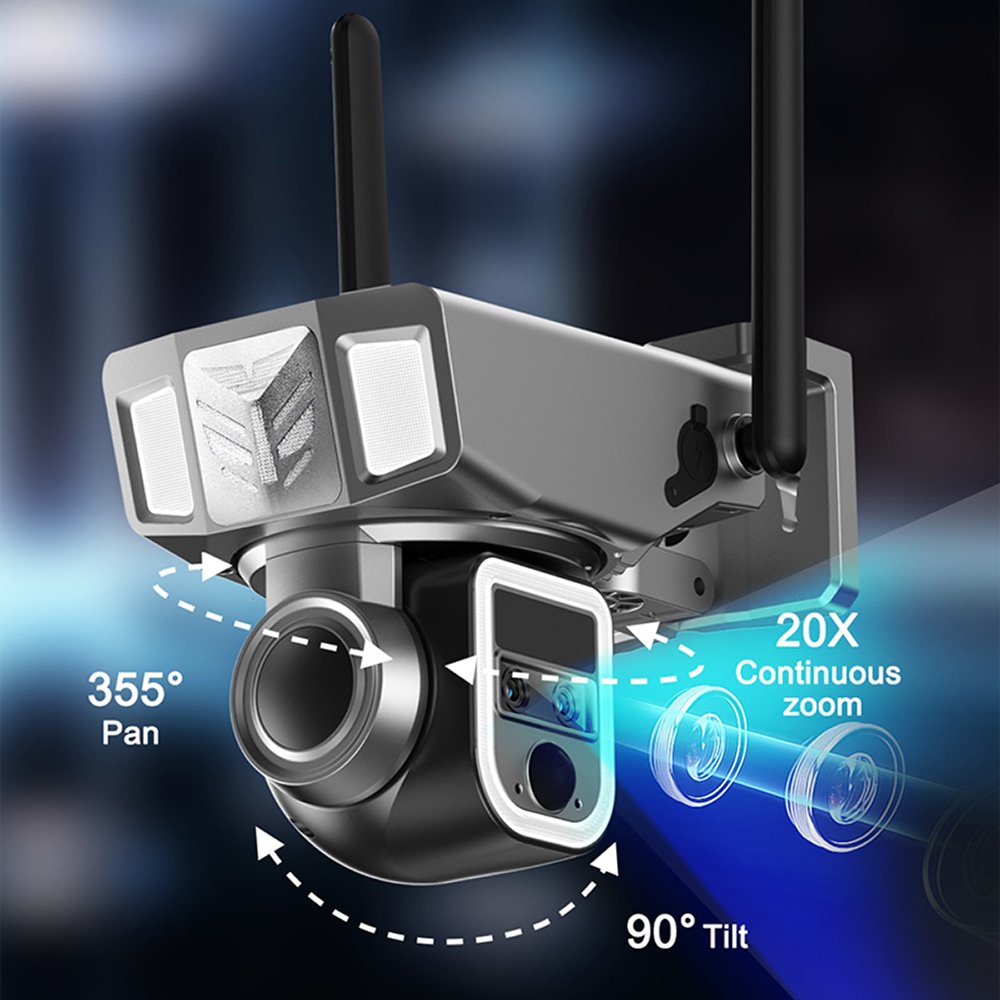 20x Zoom Camera Surveillance Outdoor Security Camera System House Alarm 4g Solar Security Camera With Ptz And Two-Way Audio