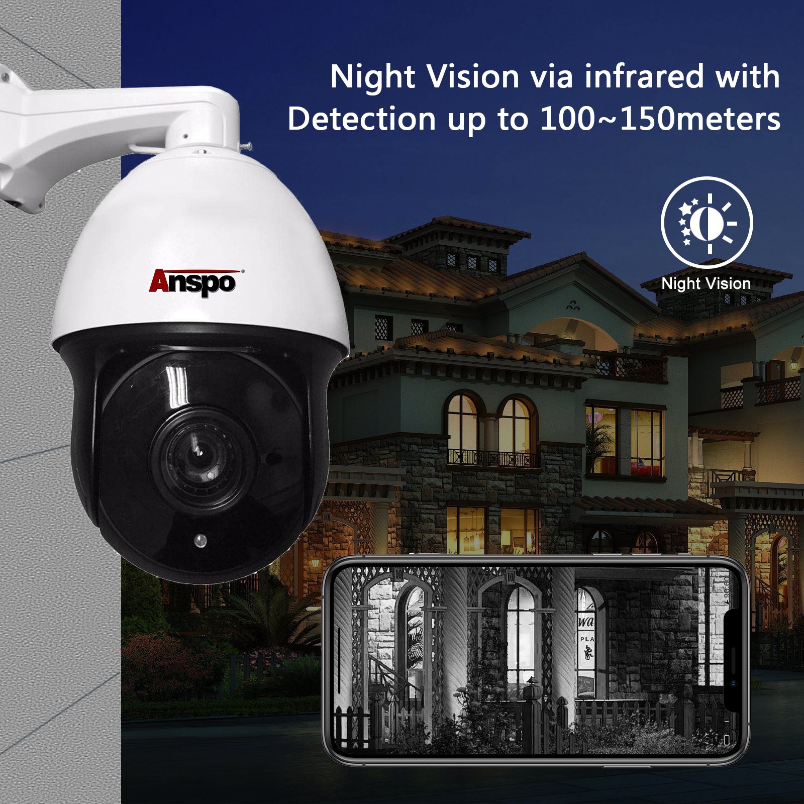 5MP POE IP Camera PTZ CCTV Security Monitor Security CCTV camera system night vision waterproof