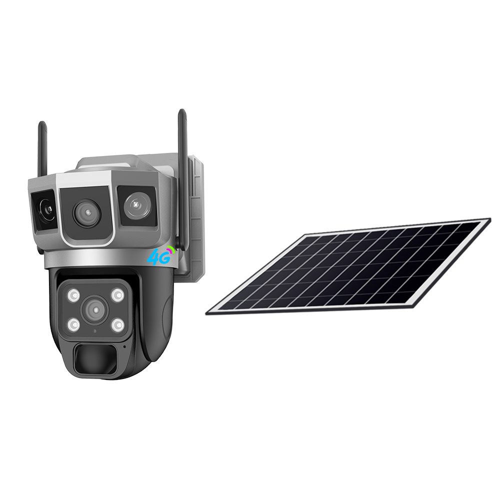 OEM solar camera Dual lens 4g sim card surveillance systems ip camera low power battery cctv camera security night vison